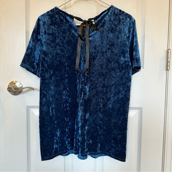 Beachlunchlounge Blue Velvet Short Sleeve Top - Picture 3 of 7